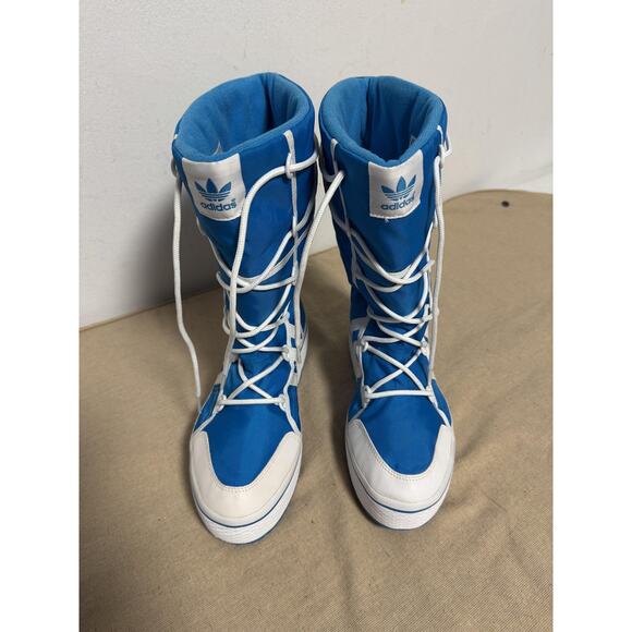 Adidas Originals Boots Womens Size 7.5 Blue Snow Fleece Lined Lace Up G56948 - Picture 2 of 9